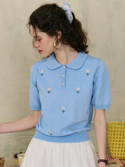 Ellianna Peter Pan Collar Embroidery Blouse