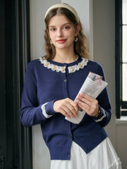 Soleil Round Neck Lace Cardigan