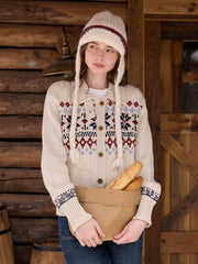 Madilynn Lapel Fair Isle Wool Cardigan