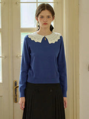 Winnie Round Neck Blue Sweater