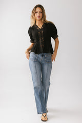 Angie Lace Trim Blouse in Black