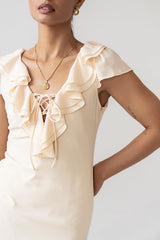 Reese Ruffle Maxi Dress in Ivory