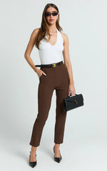 High Waisted Cropped Tailored Chocolate Pants