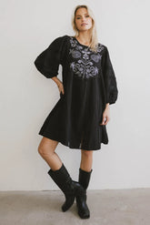 Serendipity Embroidered Midi Dress in Black