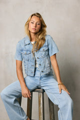 Carmie Light Wash Denim Top