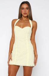So Curious Mini Dress Lemon