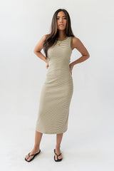 Kamber Striped Midi Tank Dress in Green
