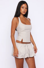Runaway Heart Mini Skort Beige Check