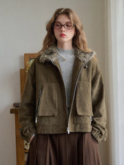 Jayleen Stand Collar Faux Fur Jacket