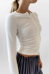 Mia Button Up Top in White