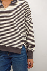 Wells Striped Top in Charcoal