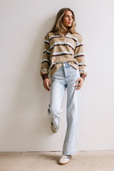 Megan Striped Top in Taupe
