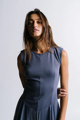 Charles Maxi Dress in Slate Blue