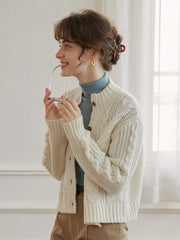 Raina Cable White Irish Knit Cardigan