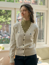 Vivian V-Neck Contrasting Embroidery Cardigan