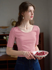 Indigo Round Neck Knit Top - Pink