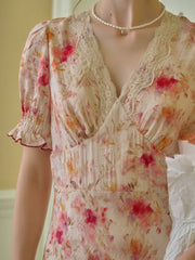 Amelia V-Neck Lace Floral Dress