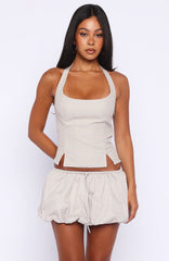 Runaway Heart Mini Skort Beige Check