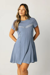 Erin Cap Sleeve Mini Dress in Blue