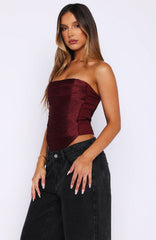 All Too Well Fringe Bustier Burgundy