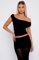 Need Your Heart Off Shoulder Top Black