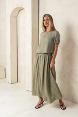 Elani Tie Blouse in Olive
