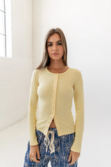Mia Button Up Top in Yellow