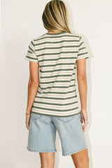 Kelly Striped Tee in Jade