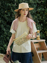 Elise Classic Crew Neck Logo Embroidered Cotton T-shirt