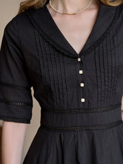 Fiona 100% Cotton Black Midi Dress