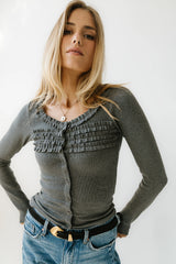 Mattie Ruffle Top in Heather Grey