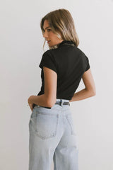 Marley Mock Neck Tee in Black