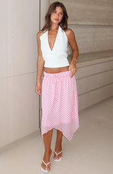 Static Soul Midi Skirt Pink Polka Dot
