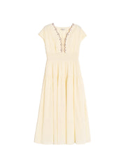 Adalyn Wavy Neck Embroidery 100% Cotton Dress