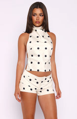 Time Passes Halter Top Cream/Black Polka Dot