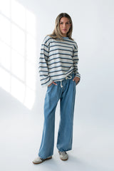 Kiana Striped Top in Grey