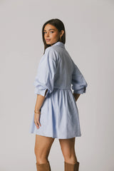 Oliver Collared Mini Dress in Blue