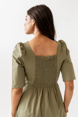 Paisley Smocked Midi Dress in Sage