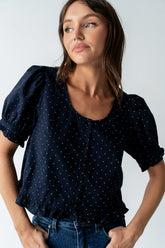 Jessie Polka Dot Blouse in Navy