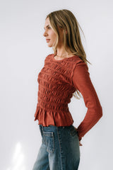 Harry Smocked Top in Brick