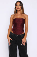 All Too Well Fringe Bustier Burgundy