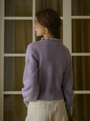 Miller Trimmed Neck Hollow 3D Flower Knitted Cardigan