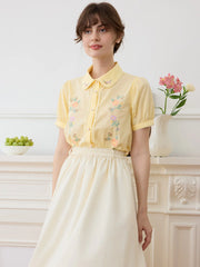 Emmy Floral Embroidery Button Front Shirt