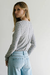Mylo Floral Top in Heather Grey