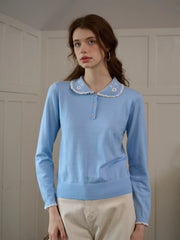 Talia Peter Pan Collar Embroidery Blouse