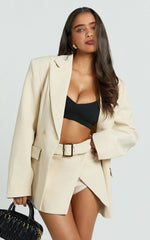 Tessa Skort - Low Rise Belted Skort in Beige
