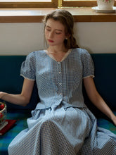 Hallie V-Neck Plaid Cotton Blouse