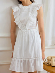 Jaliyah Solid Ruffle Trim Lace Trim Dress