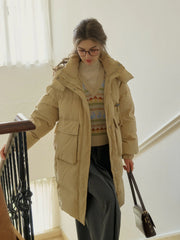 Winifred Mockneck Mid-Length Pocket Down Jacket - Khai