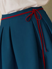 Hadlee Cute Contrasting Lace-up Pleated A-Line Skirt